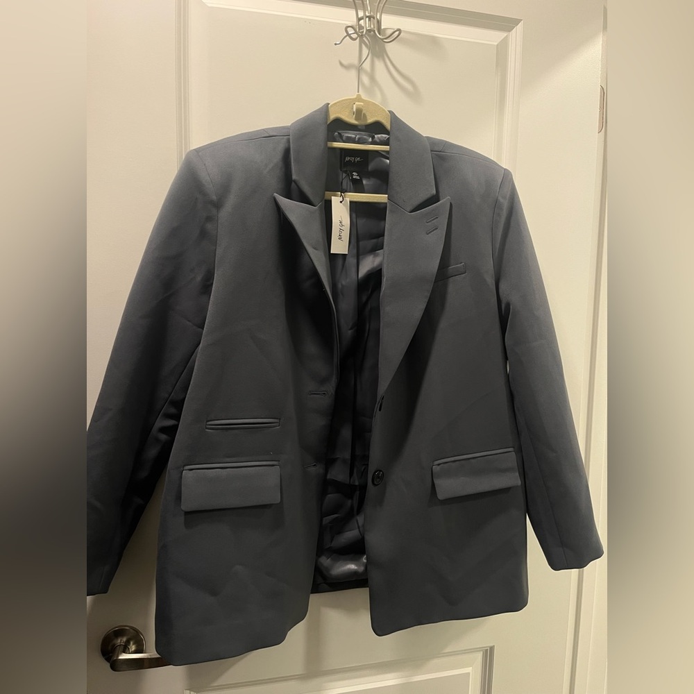 Nasty Gal, grey blazer with shoulder pads